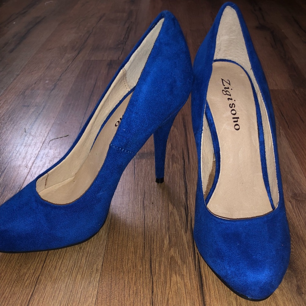 Zigi soho blue suede heels